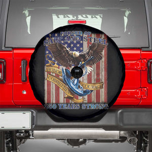 Military Navy 250th Anniversary Spare Tire Cover Forged of Salt and Steel Patriotic Eagle Anchor American Flag TS02 Black Print Your Wear