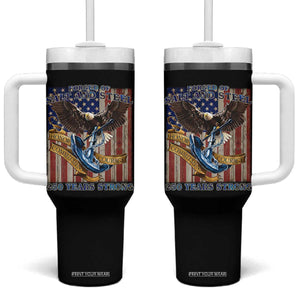Military Navy 250th Anniversary Tumbler With Handle Forged of Salt and Steel Patriotic Eagle Anchor American Flag TS02 One Size: 40 oz Black Print Your Wear