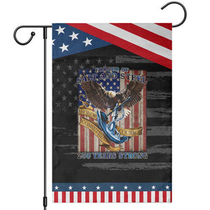 Military Navy 250th Anniversary Garden Flag Forged of Salt and Steel Patriotic Eagle Anchor American Flag TS02 Distressed Black Blue Print Your Wear