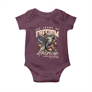 250 Years of Freedom Eagle Baby Onesie US 250th Anniversary American Semiquincentennial 2026 Patriotic TS02 Maroon Print Your Wear
