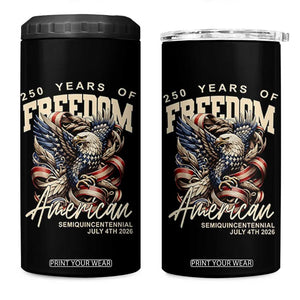 250 Years of Freedom Eagle 4 in 1 Can Cooler Tumbler US 250th Anniversary American Semiquincentennial 2026 Patriotic TS02 One Size: 16 oz Black Print Your Wear