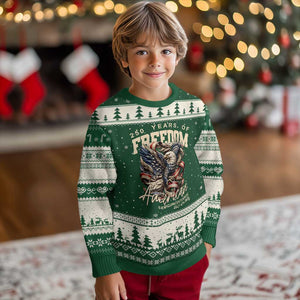 250 Years of Freedom Eagle Ugly Christmas Sweater US 250th Anniversary American Semiquincentennial 2026 Patriotic TS02 Forest Green Beige Print Your Wear