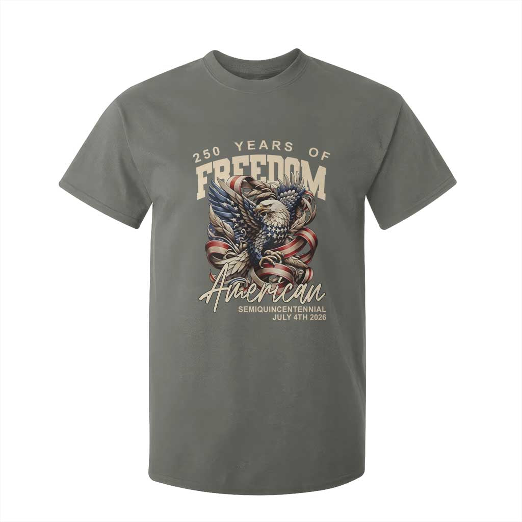 250 Years of Freedom Eagle T Shirt For Kid US 250th Anniversary American Semiquincentennial 2026 Patriotic TS02 Military Green Print Your Wear