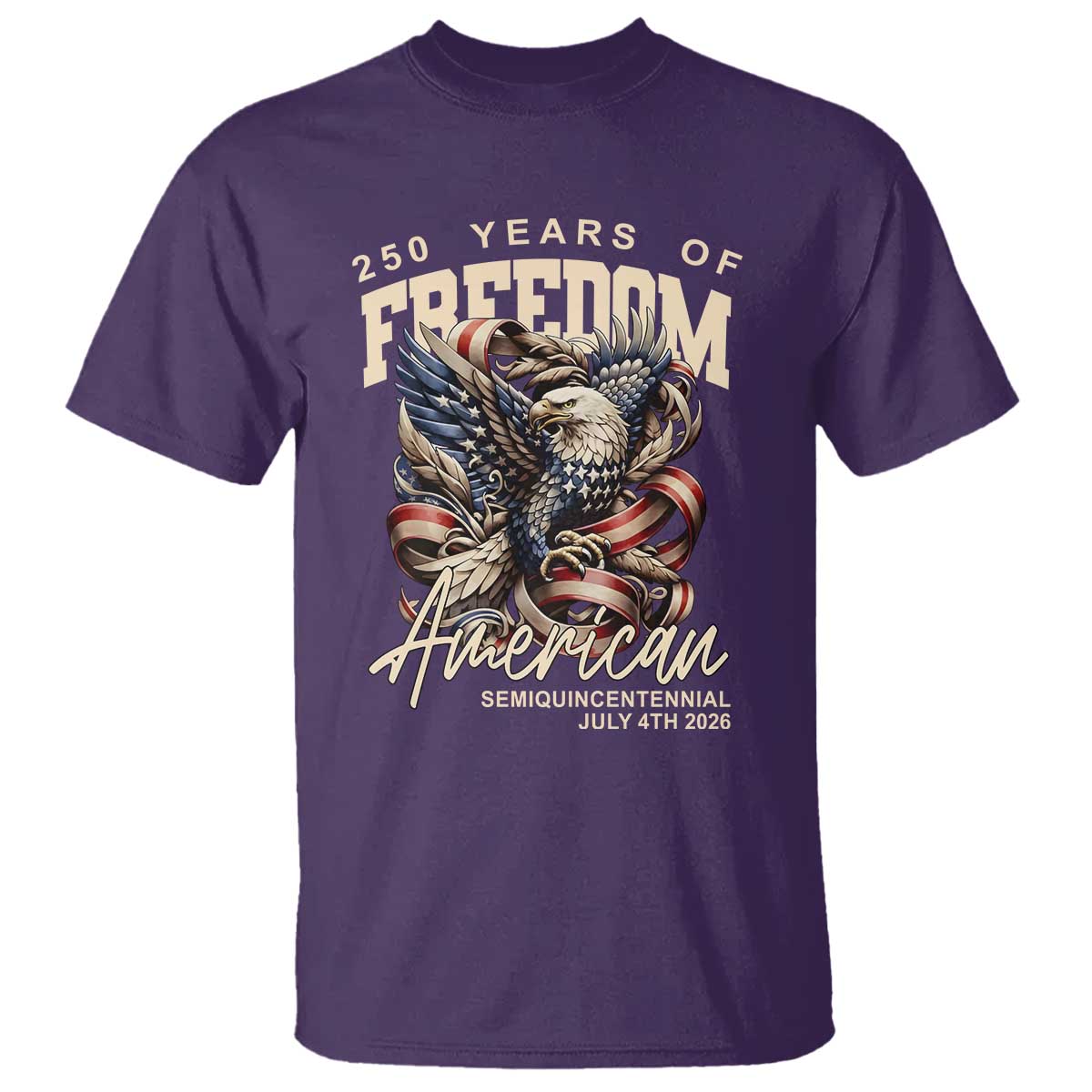 250 Years of Freedom Eagle T Shirt US 250th Anniversary American Semiquincentennial 2026 Patriotic TS02 Purple Print Your Wear
