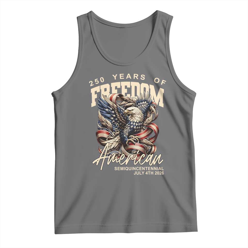 250 Years of Freedom Eagle Tank Top US 250th Anniversary American Semiquincentennial 2026 Patriotic TS02 Black Heather Print Your Wear