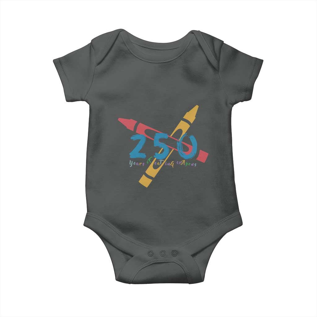 250 Years of Eating Crayons Baby Onesie Funny Military Crayon Joke Veterans Marines TS02 Dark Heather Print Your Wear