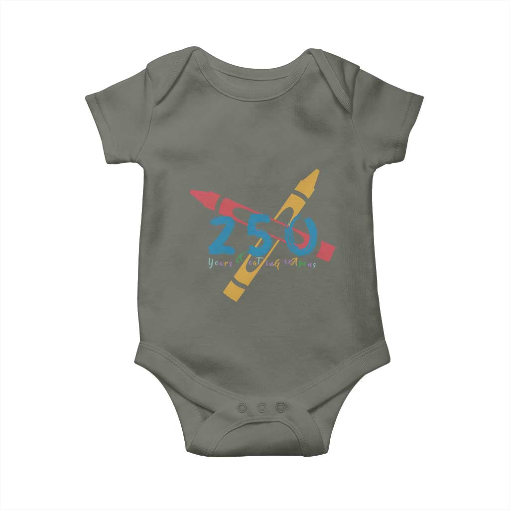 250 Years of Eating Crayons Baby Onesie Funny Military Crayon Joke Veterans Marines TS02 Military Green Print Your Wear