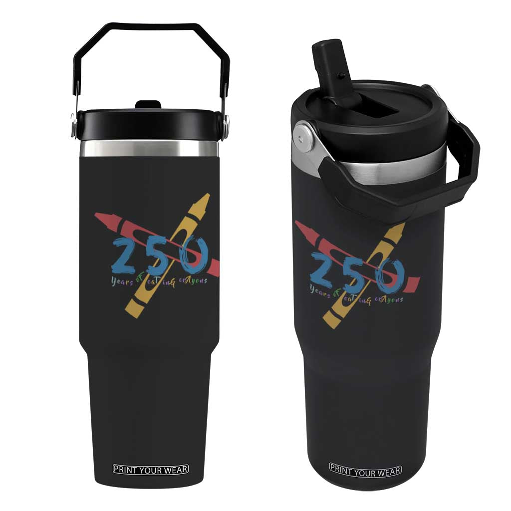 250 Years of Eating Crayons Flip Straw Tumbler Funny Military Crayon Joke Veterans Marines TS02 One Size: 30 oz Black Print Your Wear