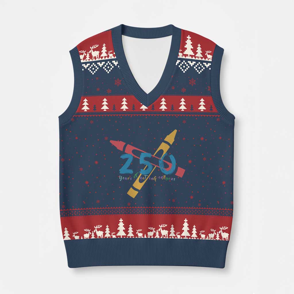 250 Years of Eating Crayons V-Neck Knit Sweater Vest Funny Military Crayon Joke Veterans Marines TS02 Navy Red Print Your Wear
