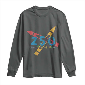 250 Years of Eating Crayons Long Sleeve Shirt Funny Military Crayon Joke Veterans Marines TS02 Dark Heather Print Your Wear