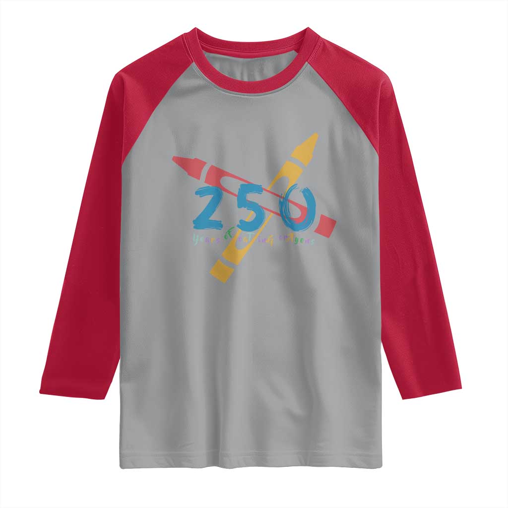 250 Years of Eating Crayons Raglan Shirt Funny Military Crayon Joke Veterans Marines TS02 Sport Gray Red Print Your Wear