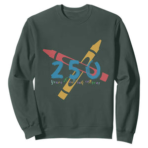 250 Years of Eating Crayons Sweatshirt Funny Military Crayon Joke Veterans Marines TS02 Dark Forest Green Print Your Wear