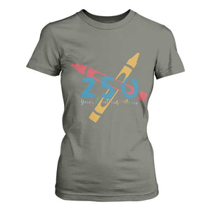 250 Years of Eating Crayons T Shirt For Women Funny Military Crayon Joke Veterans Marines TS02 Military Green Print Your Wear