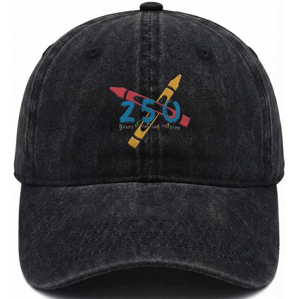 250 Years of Eating Crayons Washed Cotton Baseball Cap Funny Military Crayon Joke Veterans Marines TS02 Washed Cap Universal Fit Black Print Your Wear