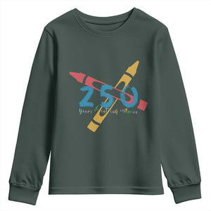 250 Years of Eating Crayons Youth Sweatshirt Funny Military Crayon Joke Veterans Marines TS02 Dark Forest Green Print Your Wear