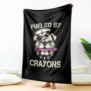 Fueled by Crayons Bulldog Throw Blanket Funny Military Crayon Eater Gift for Veterans TS02 Print Your Wear