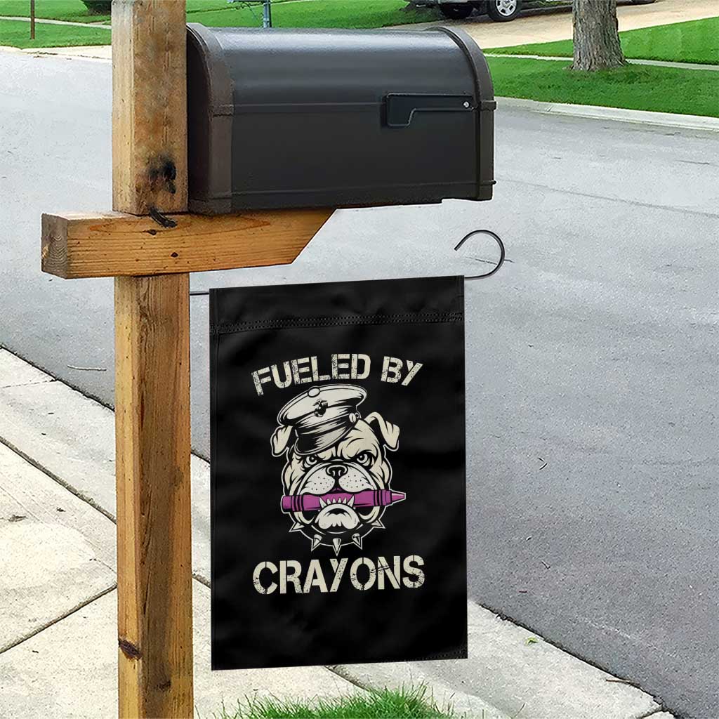 Fueled by Crayons Bulldog Garden Flag Funny Military Crayon Eater Gift for Veterans TS02 Print Your Wear