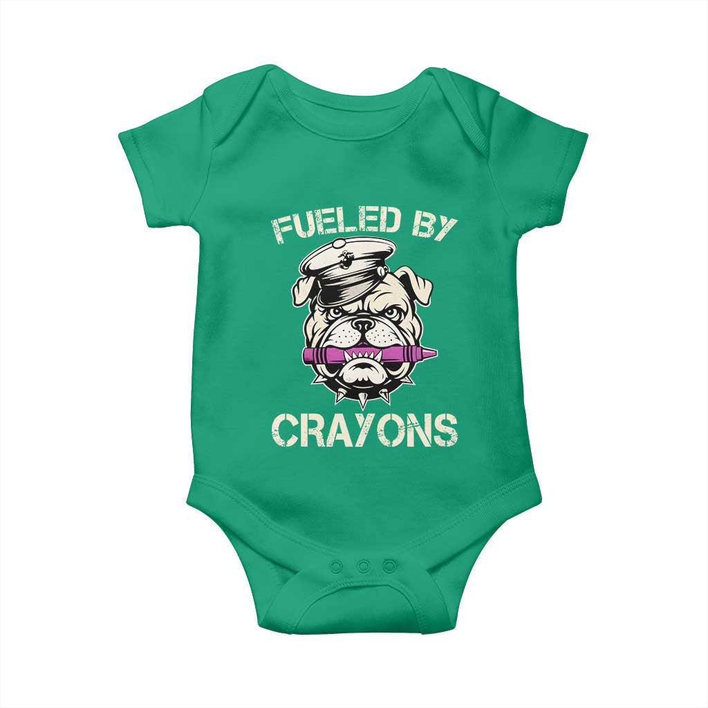 Fueled by Crayons Bulldog Baby Onesie Funny Military Crayon Eater Gift for Veterans TS02 Irish Green Print Your Wear