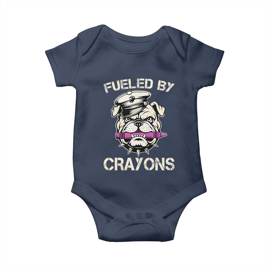 Fueled by Crayons Bulldog Baby Onesie Funny Military Crayon Eater Gift for Veterans TS02 Navy Print Your Wear