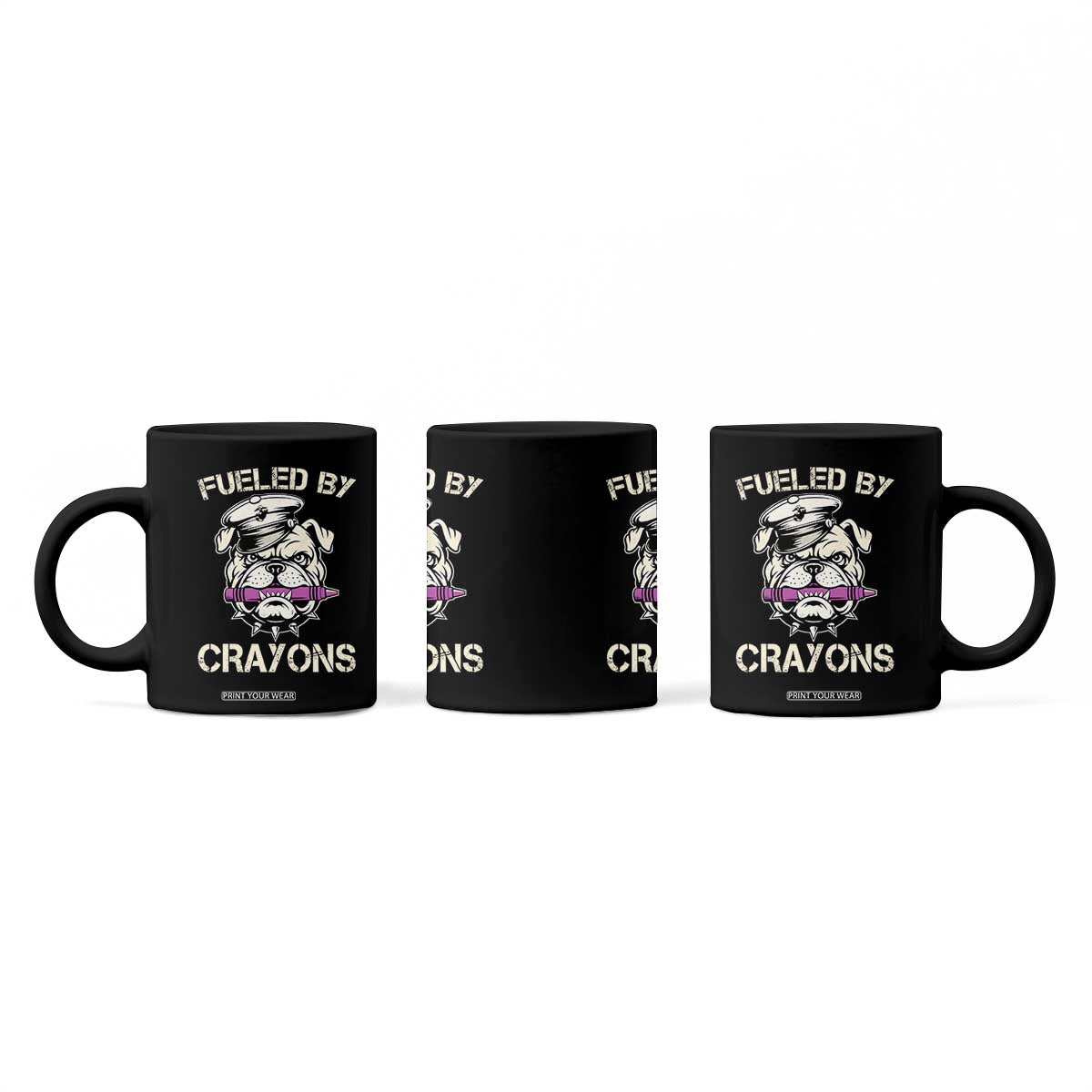 Fueled by Crayons Bulldog Coffee Mug Funny Military Crayon Eater Gift for Veterans TS02 Print Your Wear