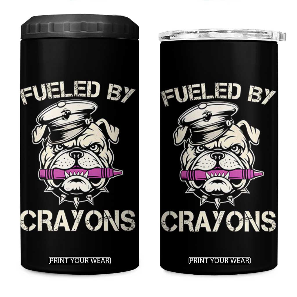Fueled by Crayons Bulldog 4 in 1 Can Cooler Tumbler Funny Military Crayon Eater Gift for Veterans TS02 One Size: 16 oz Black Print Your Wear