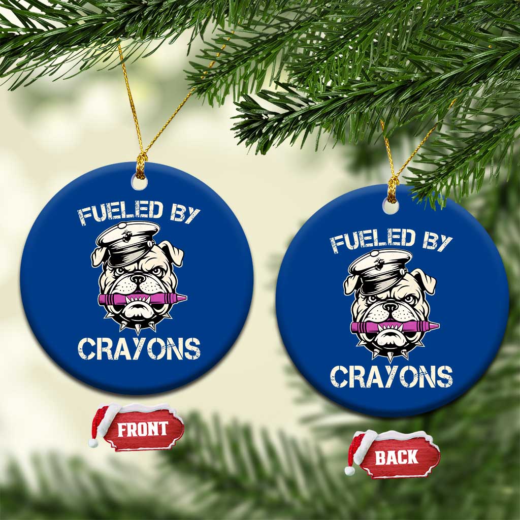 Fueled by Crayons Bulldog Ceramic Ornament Funny Military Crayon Eater Gift for Veterans TS02 1pc Blue Print Your Wear