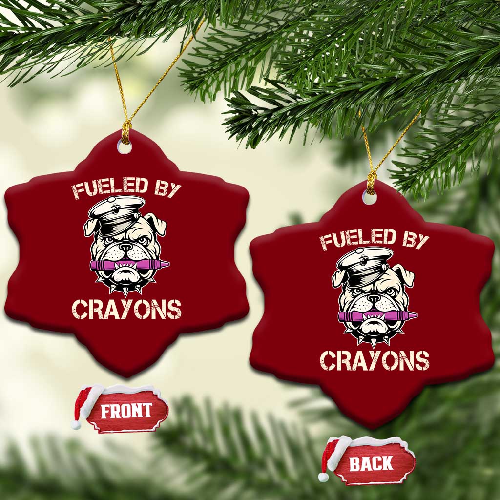Fueled by Crayons Bulldog Ceramic Ornament Funny Military Crayon Eater Gift for Veterans TS02 Print Your Wear