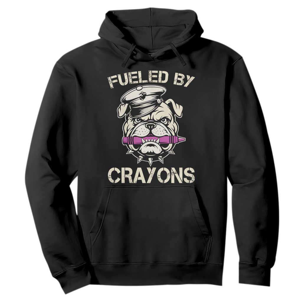 Fueled by Crayons Bulldog Hoodie Funny Military Crayon Eater Gift for Veterans TS02 Black Print Your Wear