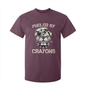 Fueled by Crayons Bulldog T Shirt For Kid Funny Military Crayon Eater Gift for Veterans TS02 Maroon Print Your Wear