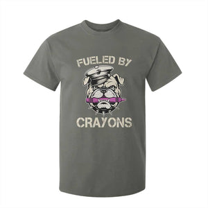 Fueled by Crayons Bulldog T Shirt For Kid Funny Military Crayon Eater Gift for Veterans TS02 Military Green Print Your Wear
