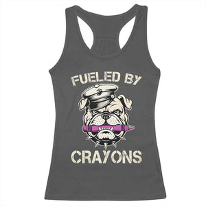 Fueled by Crayons Bulldog Racerback Tank Top Funny Military Crayon Eater Gift for Veterans TS02 Dark Heather Print Your Wear