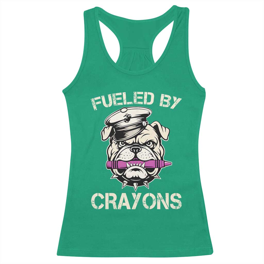 Fueled by Crayons Bulldog Racerback Tank Top Funny Military Crayon Eater Gift for Veterans TS02 Irish Green Print Your Wear