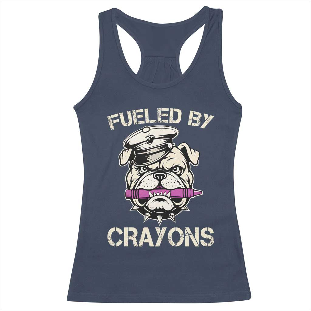 Fueled by Crayons Bulldog Racerback Tank Top Funny Military Crayon Eater Gift for Veterans TS02 Navy Print Your Wear