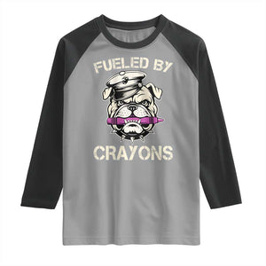 Fueled by Crayons Bulldog Raglan Shirt Funny Military Crayon Eater Gift for Veterans TS02 Sport Gray Black Print Your Wear