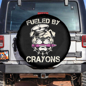 Fueled by Crayons Bulldog Spare Tire Cover Funny Military Crayon Eater Gift for Veterans TS02 No hole Black Print Your Wear
