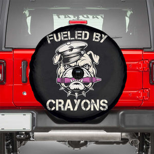 Fueled by Crayons Bulldog Spare Tire Cover Funny Military Crayon Eater Gift for Veterans TS02 Black Print Your Wear