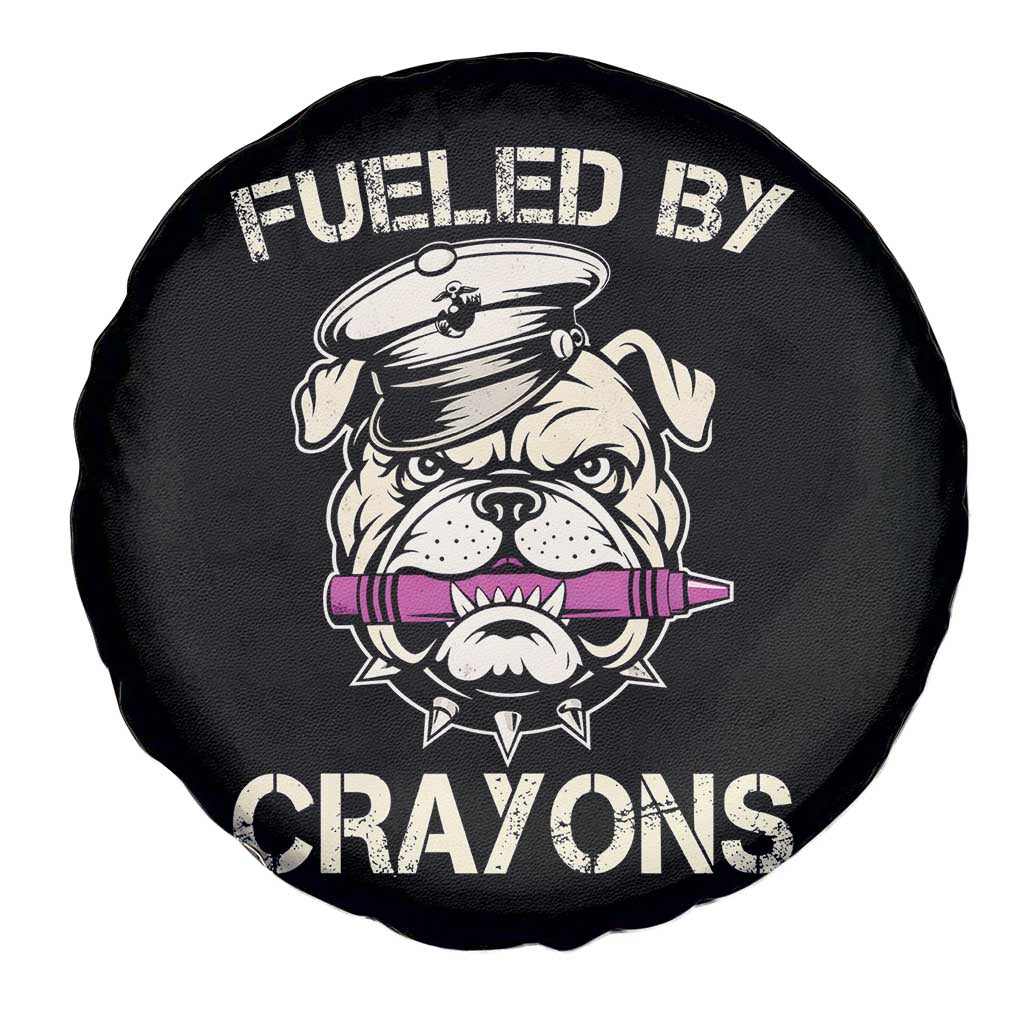 Fueled by Crayons Bulldog Spare Tire Cover Funny Military Crayon Eater Gift for Veterans TS02 Print Your Wear
