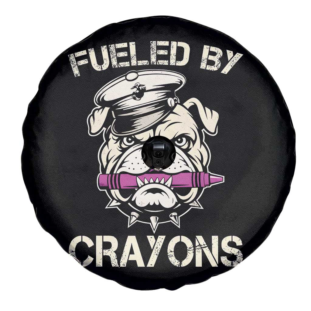 Fueled by Crayons Bulldog Spare Tire Cover Funny Military Crayon Eater Gift for Veterans TS02 Print Your Wear