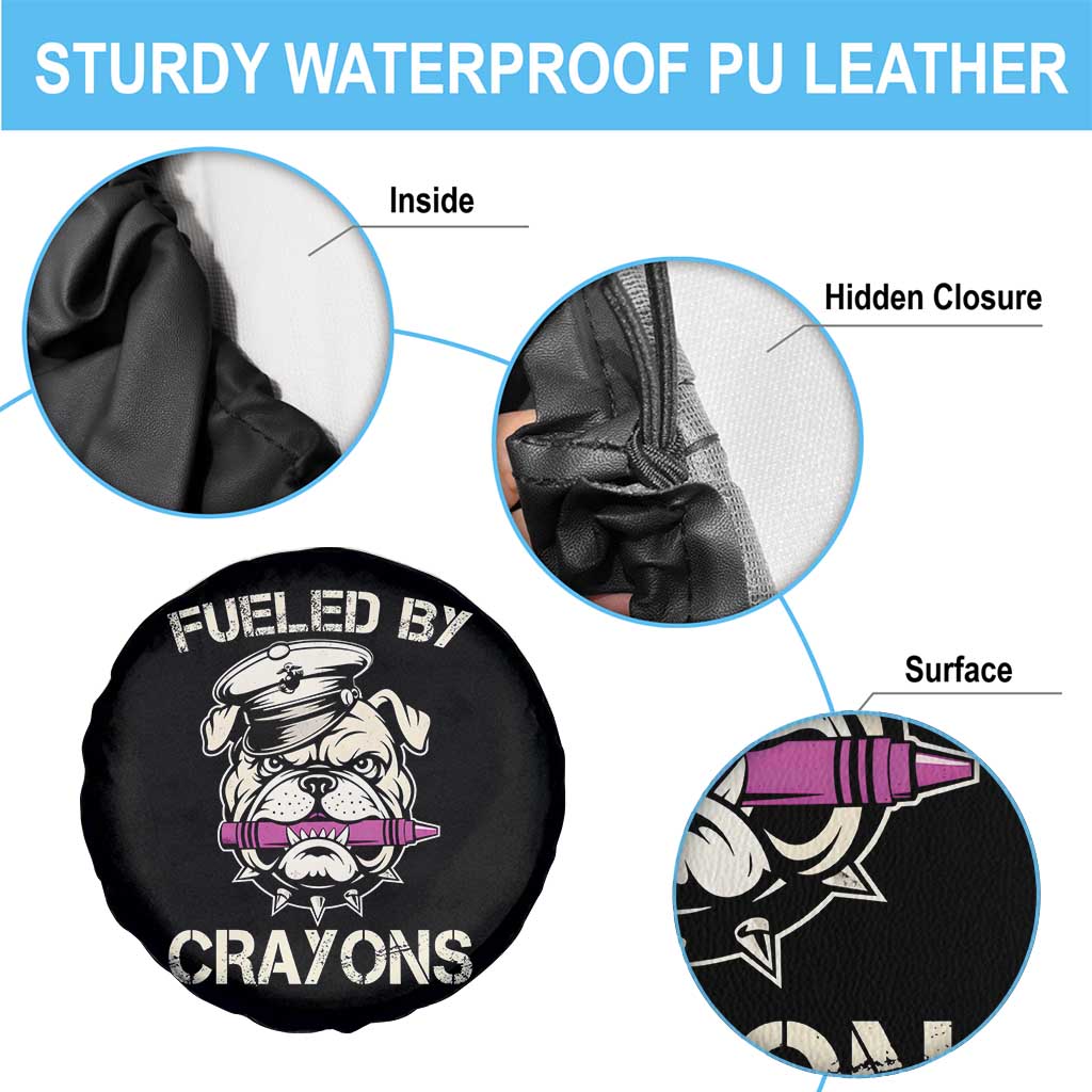 Fueled by Crayons Bulldog Spare Tire Cover Funny Military Crayon Eater Gift for Veterans TS02 Print Your Wear