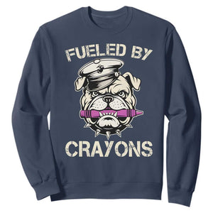 Fueled by Crayons Bulldog Sweatshirt Funny Military Crayon Eater Gift for Veterans TS02 Navy Print Your Wear