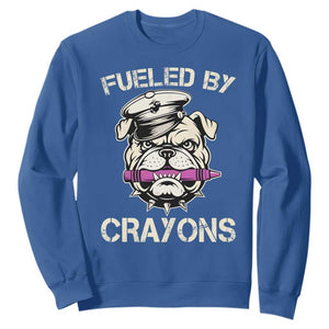 Fueled by Crayons Bulldog Sweatshirt Funny Military Crayon Eater Gift for Veterans TS02 Royal Blue Print Your Wear
