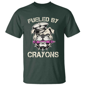 Fueled by Crayons Bulldog T Shirt Funny Military Crayon Eater Gift for Veterans TS02 Dark Forest Green Print Your Wear