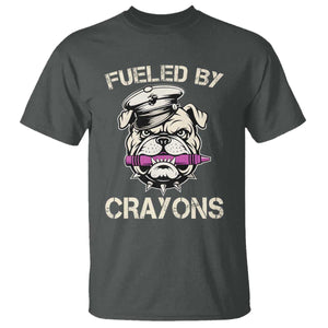 Fueled by Crayons Bulldog T Shirt Funny Military Crayon Eater Gift for Veterans TS02 Dark Heather Print Your Wear