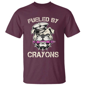 Fueled by Crayons Bulldog T Shirt Funny Military Crayon Eater Gift for Veterans TS02 Maroon Print Your Wear
