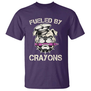 Fueled by Crayons Bulldog T Shirt Funny Military Crayon Eater Gift for Veterans TS02 Purple Print Your Wear