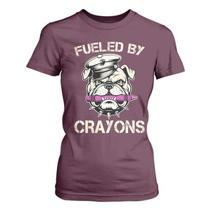 Fueled by Crayons Bulldog T Shirt For Women Funny Military Crayon Eater Gift for Veterans TS02 Maroon Print Your Wear