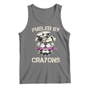 Fueled by Crayons Bulldog Tank Top Funny Military Crayon Eater Gift for Veterans TS02 Black Heather Print Your Wear