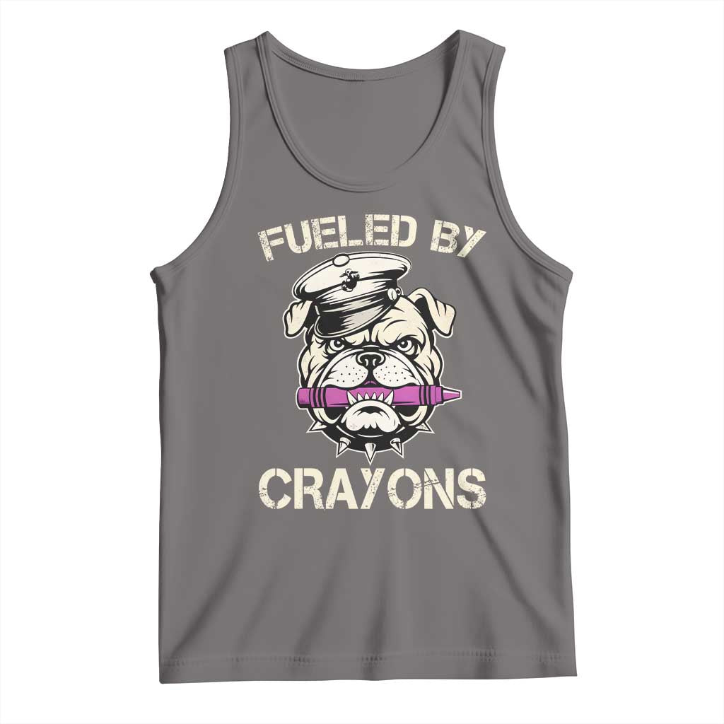 Fueled by Crayons Bulldog Tank Top Funny Military Crayon Eater Gift for Veterans TS02 Deep Heather Print Your Wear
