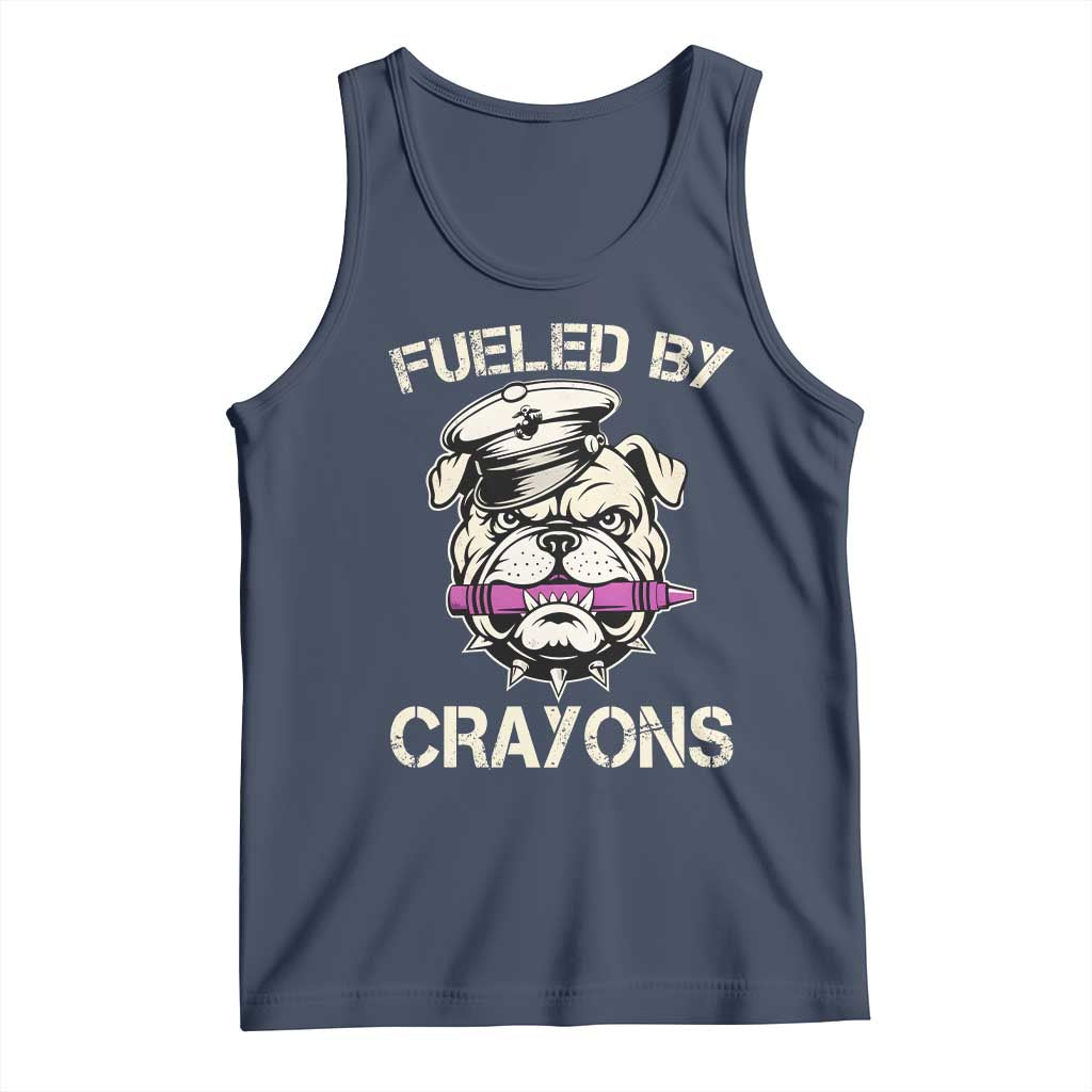 Fueled by Crayons Bulldog Tank Top Funny Military Crayon Eater Gift for Veterans TS02 Navy Print Your Wear