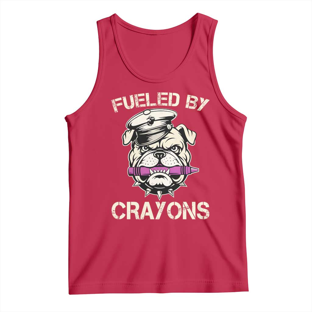 Fueled by Crayons Bulldog Tank Top Funny Military Crayon Eater Gift for Veterans TS02 Red Print Your Wear